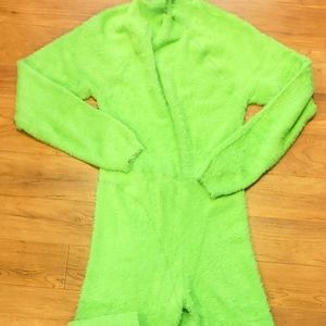 Savage X Fenty Lime Green Cozy/ Fluffy it Up Catsuit Bodysuit Large